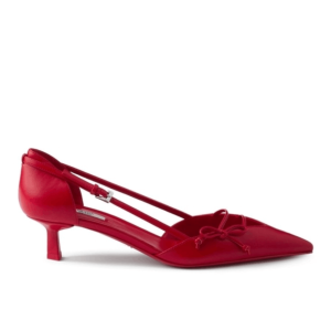 Red Open-side Leather Pumps