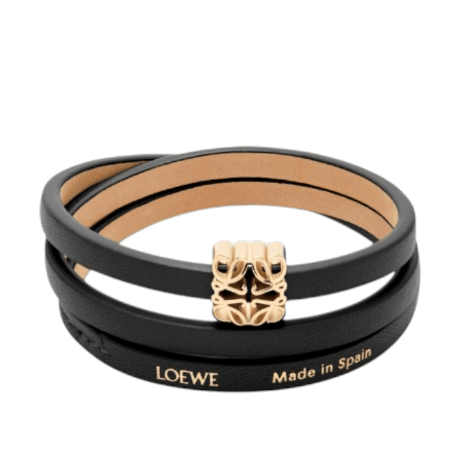 Anagram Bombé twist bracelet in calfskin Black
