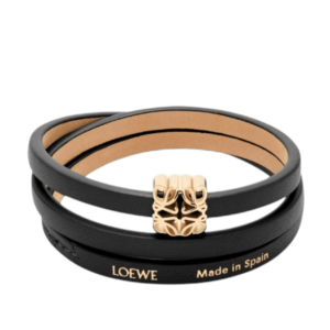 Anagram Bombé twist bracelet in calfskin Black