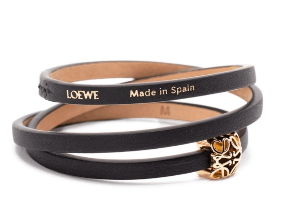 Anagram Bombé twist bracelet in calfskin Black