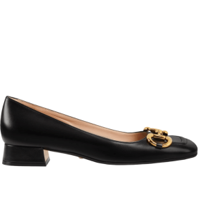 (W) Gucci Ballet Flat with Horsebit Black Leather