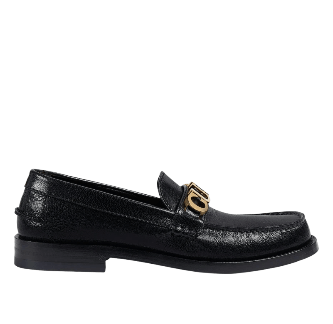(W) Gucci Leather Loafer Black Leather