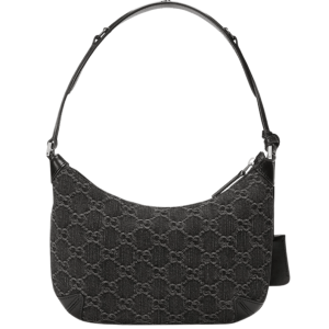 Gucci Horsebit Slim Small Shoulder Bag Black Grey GG Denim