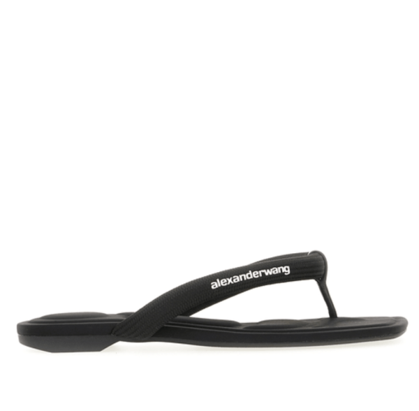 Alexander Wang Jenna Tubular Flat Thong Sandals Black 