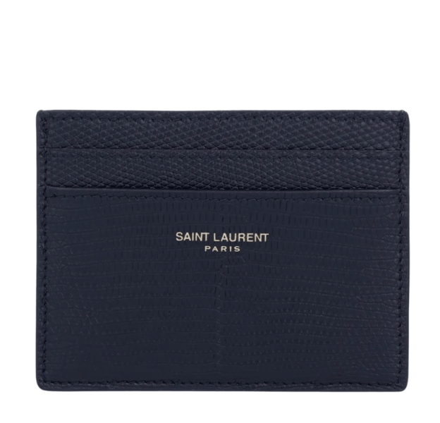 Lizard leather card case - Navy 