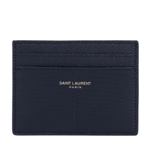 Lizard leather card case - Navy 
