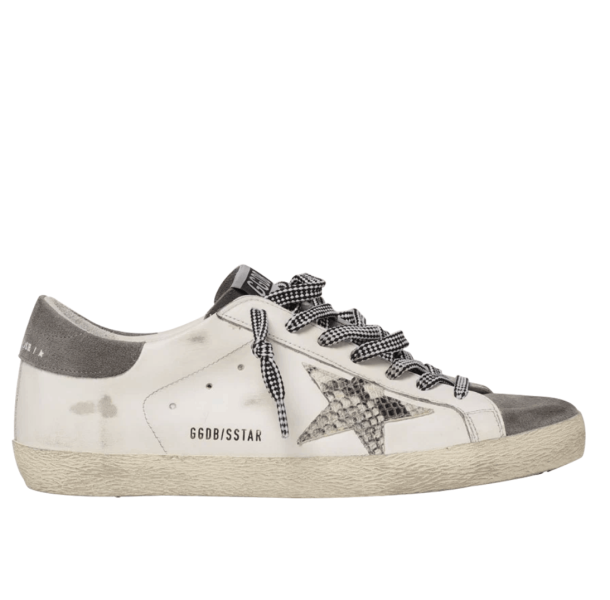 Golden Goose Superstar White Grey Heel Tab Sneakers