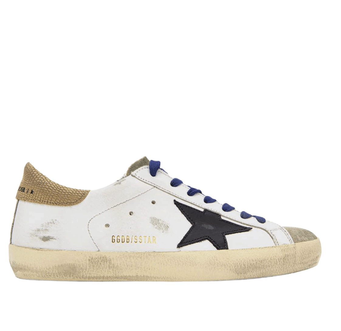 Golden Goose Superstar White Black Brown Heel Tab Sneakers