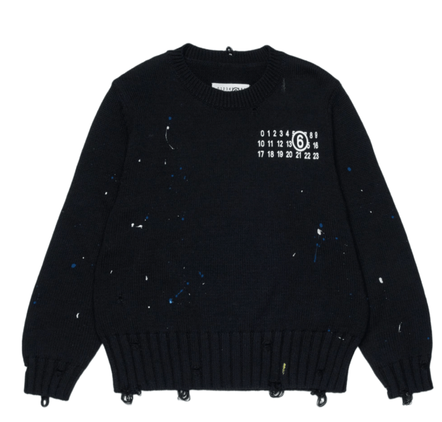(Kids) MM6 Maison Margiela Crewneck Logo Pullover Black