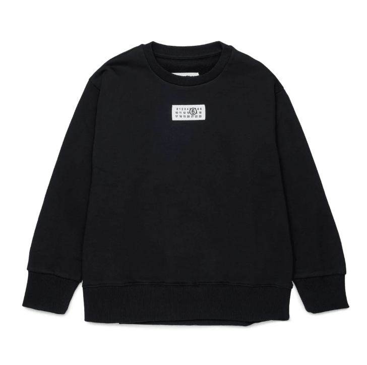 (Kids) MM6 Maison Margiela Numbers Logo Patch Sweatshirt Black