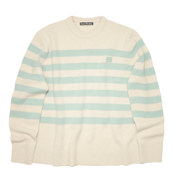 Acne Studios Nimah Stripe Face Sweater Beige Green
