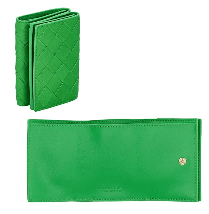 Bottega Veneta Tiny Tri-Fold Zip Wallet Parakeet