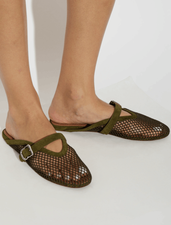 ALAIA - Fishnet Flat Mules 