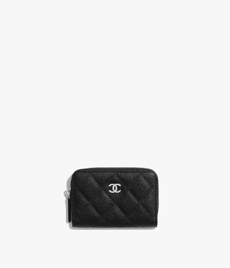 Chanel Classic Zipped Coin Purse Grained Calfskin & Gold Black