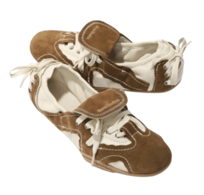 Suede lace-up shoes - Off white/brown