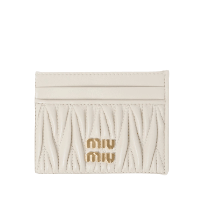 Miu Miu Matelasse Nappa Leather Card Holder White