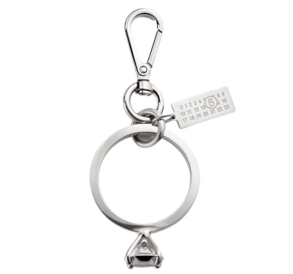 MM6 Maison Margiela Polished Palladium Clip Keyring Palladio