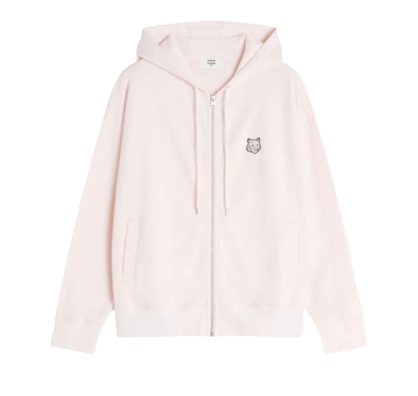 Maison Kitsune Fox Head Zipped Oversize Hoodie Mauve