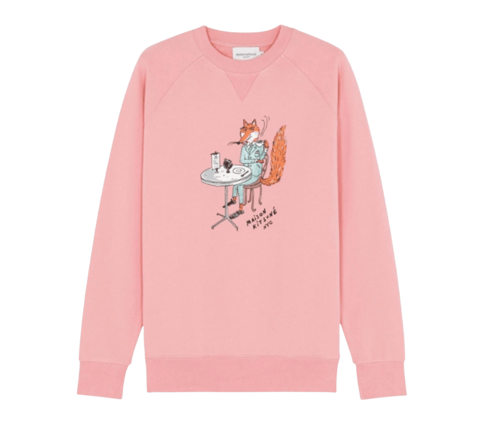 Maison Kitsune Oly Coffee Fox Classic Sweatshirt Bubble Gum Pink