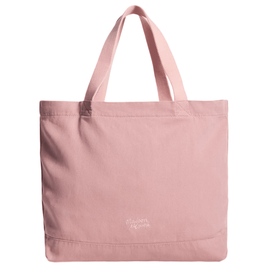 Maison Kitsune Double Fox Head Faded Tote Faded Pink Clay