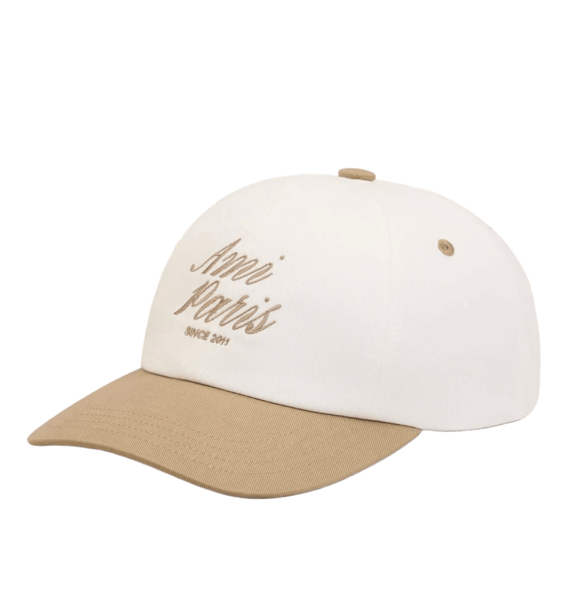 AMI Beige and White Bicolor Cotton Ami Paris Cap Taupe Beige White Cream