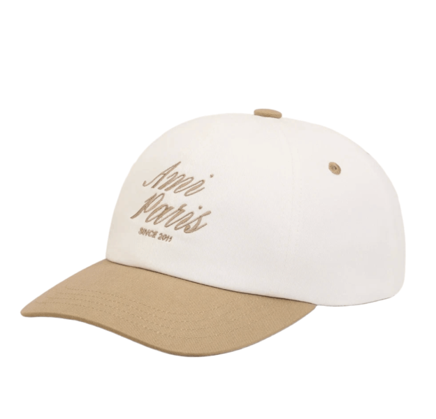 AMI Beige and White Bicolor Cotton Ami Paris Cap Taupe Beige White Cream