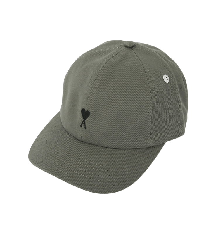 AMI Grey Cotton Ami De Coeur Embroidery Cap Carbon