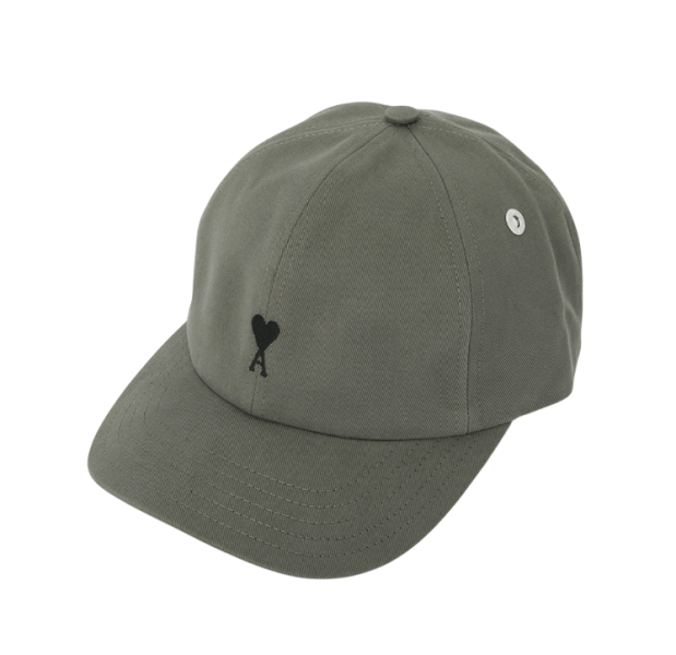 AMI Grey Cotton Ami De Coeur Embroidery Cap Carbon