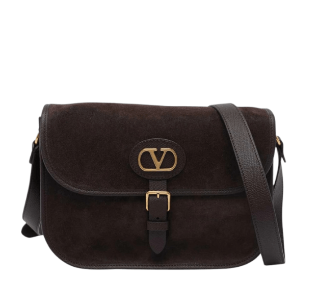 Valentino Dark Brown Suede Antibes Crossbody Bag 