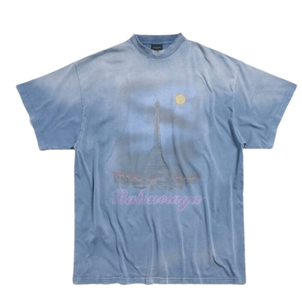 Balenciaga Paris Moon Oversized T-Shirt Blue