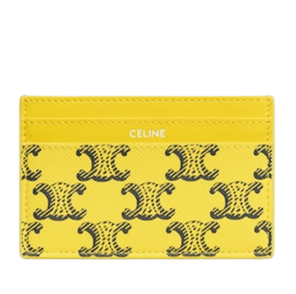 Celine Card Holder in Triomphe Canvas and Calfskin Ultra Yellow