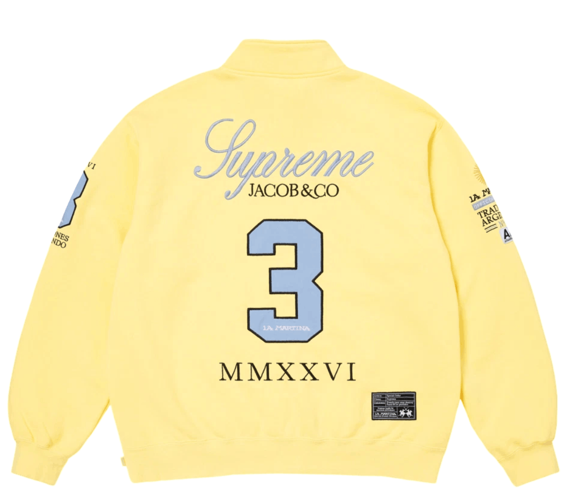 Supreme x La Martina x Jacob & Co Zip Up Sweatshirt Light Yellow - 26SS