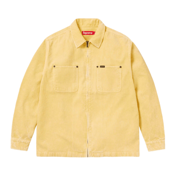 Supreme Washed Corduroy Zip Up Shirt Yellow 