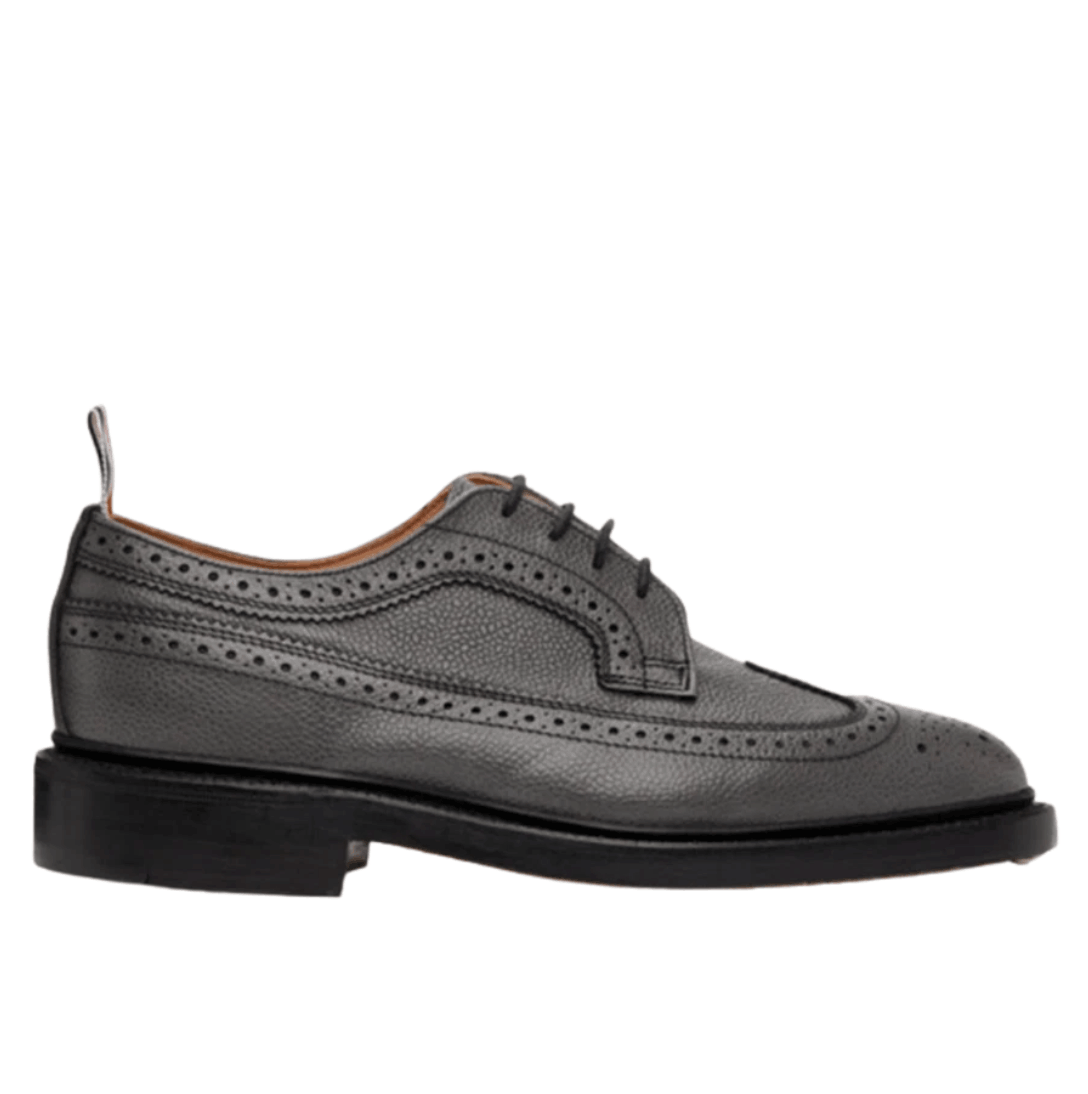 Thom Browne Pebble Grain Leather Sole Longwing Brogue Dark Grey