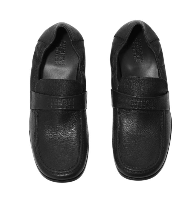 MM6 Maison Margiela Leather Swing Toe Loafers - Black