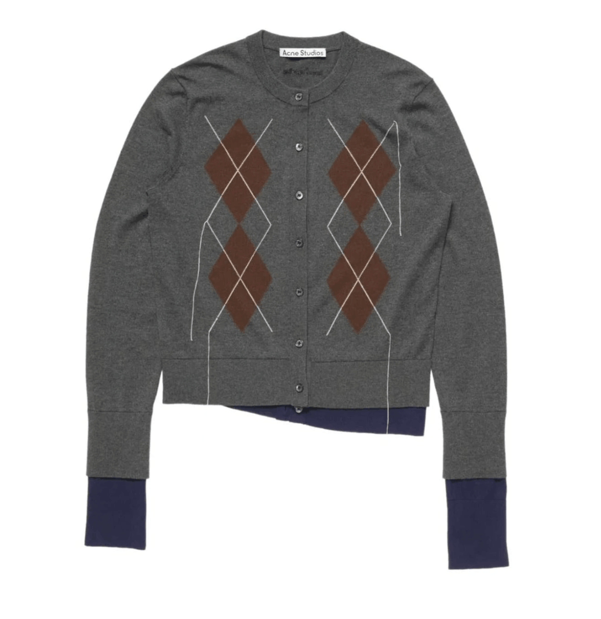 Double-layered cardigan - Dark grey/multi
