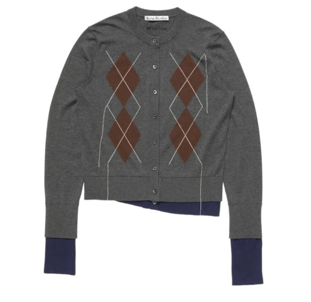 Double-layered cardigan - Dark grey/multi