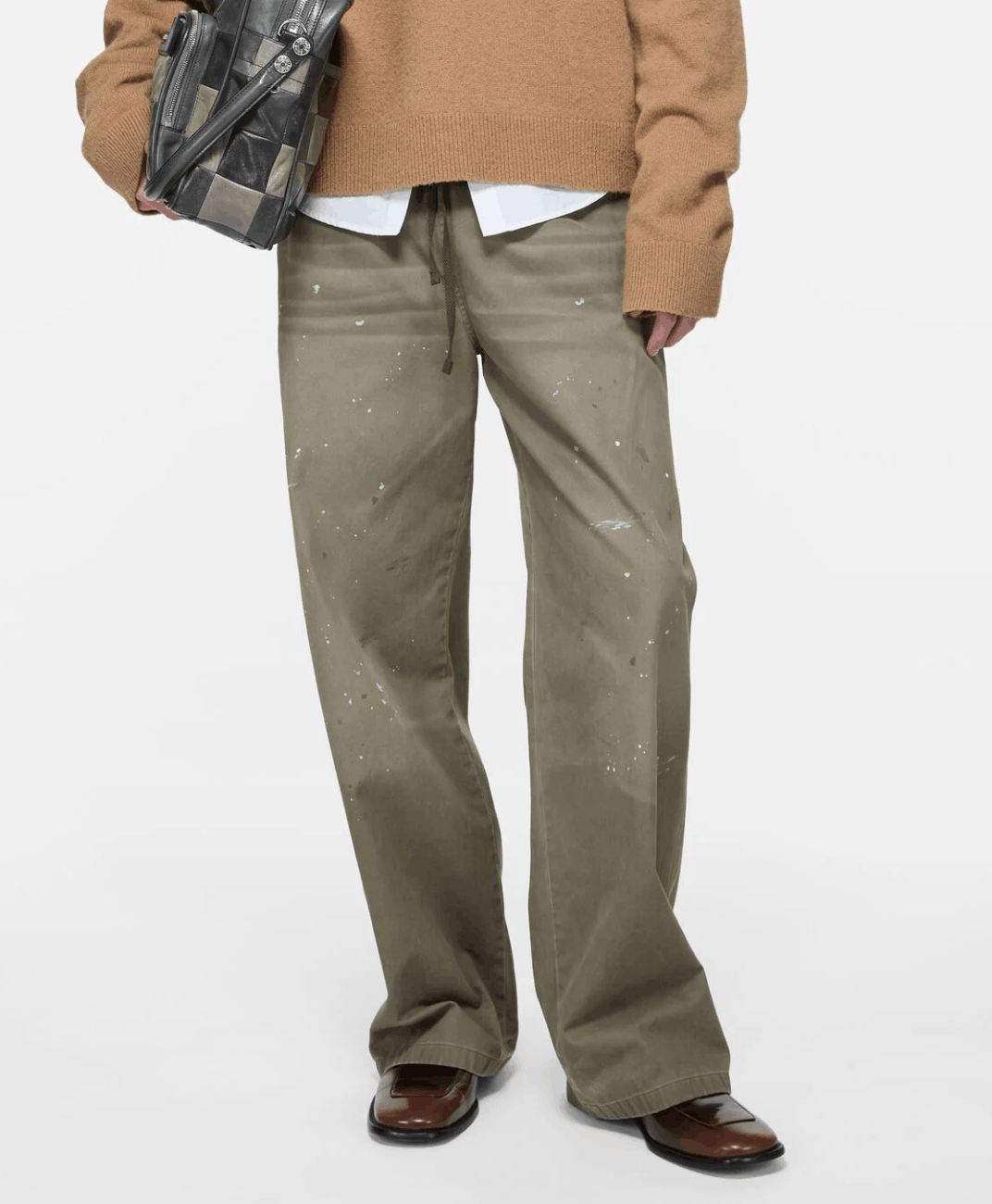 Washed cotton trousers - Dusty green