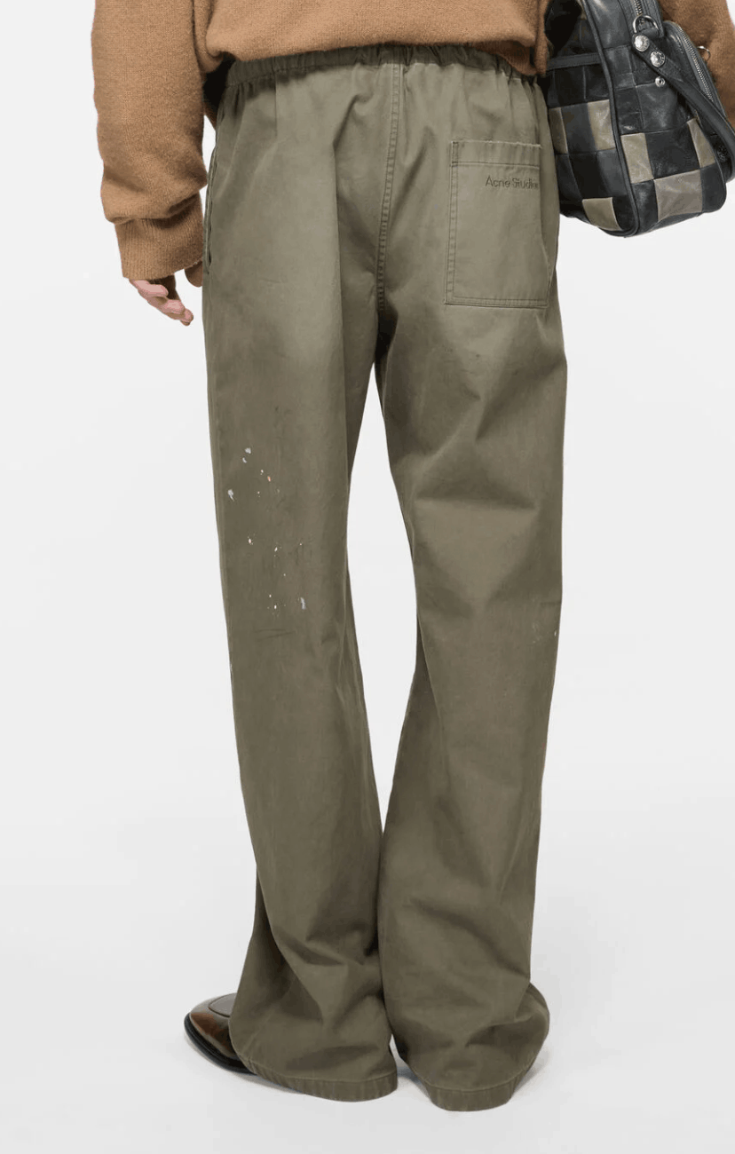 Washed cotton trousers - Dusty green