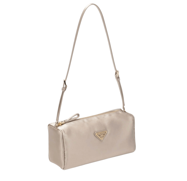 Cameo-colored satin pouch