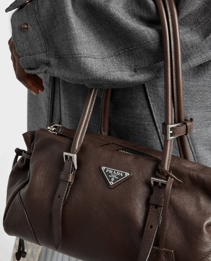 Cocoa Prada Bonnie Medium Antiqued Leather Tote Bag