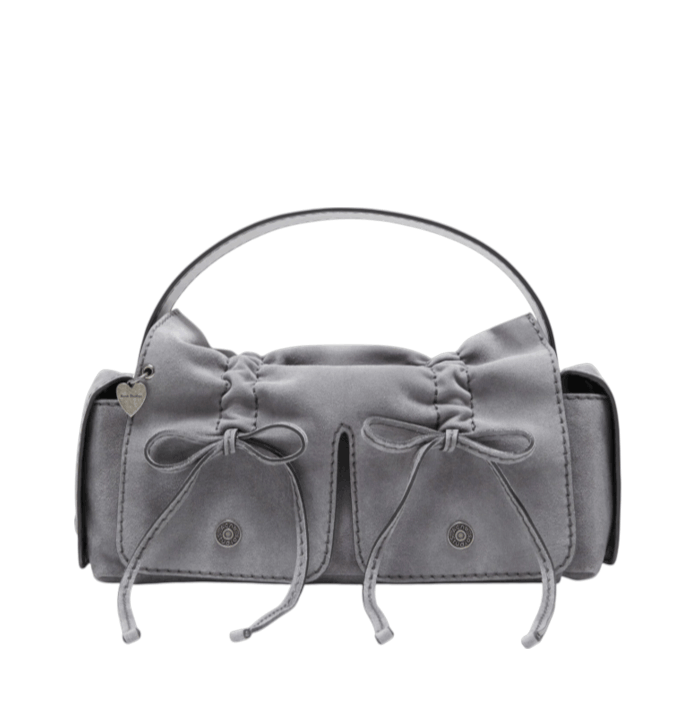 Multipocket suede shoulder bag - Cold grey
