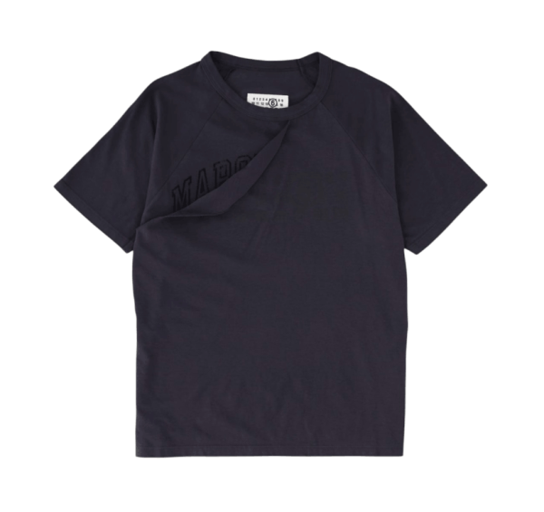 Midnight Blue Cotton Jersey T-Shirt With Distressed