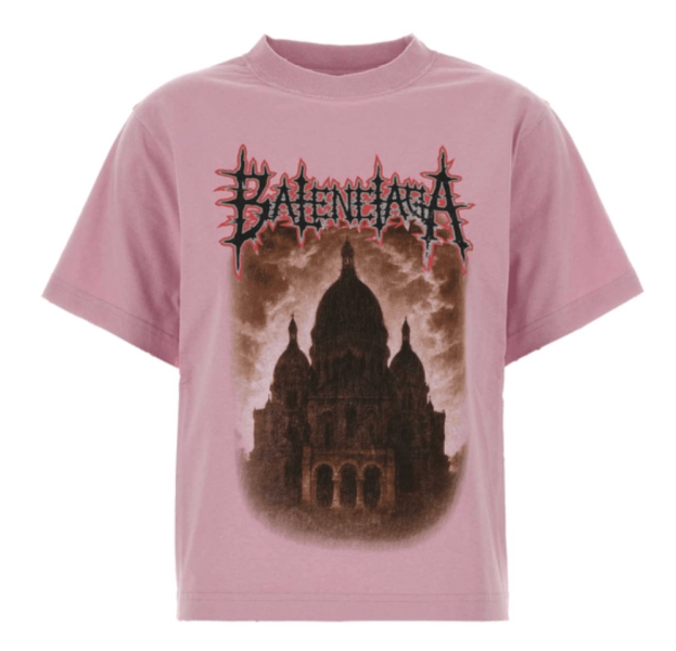Balenciaga Women's Sacré Cœur T-shirt in jersey, old pink 