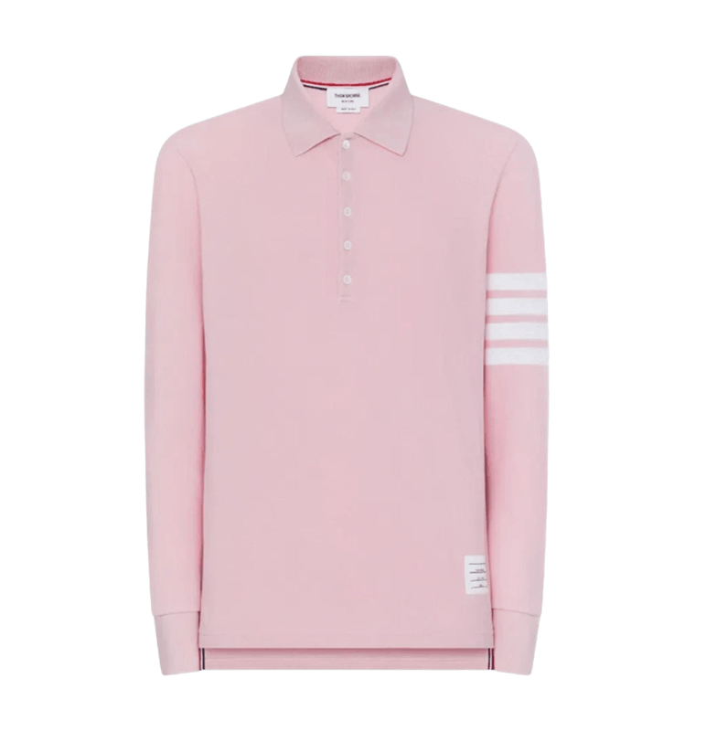 Thom Browne Classic Pique 4-Bar Polo Light Pink