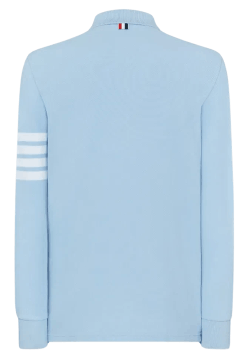 Thom Browne Classic Pique 4-Bar Polo Light Blue