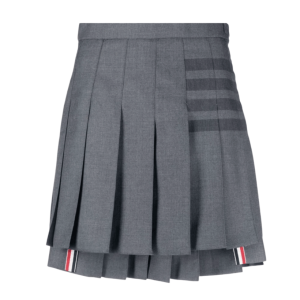 (W) Thom Browne 4-Bar Pleated Mini Skirt Medium Grey