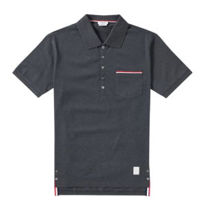 Thom Browne RWB Pocket Trim Pique Polo Shirt Dark Grey