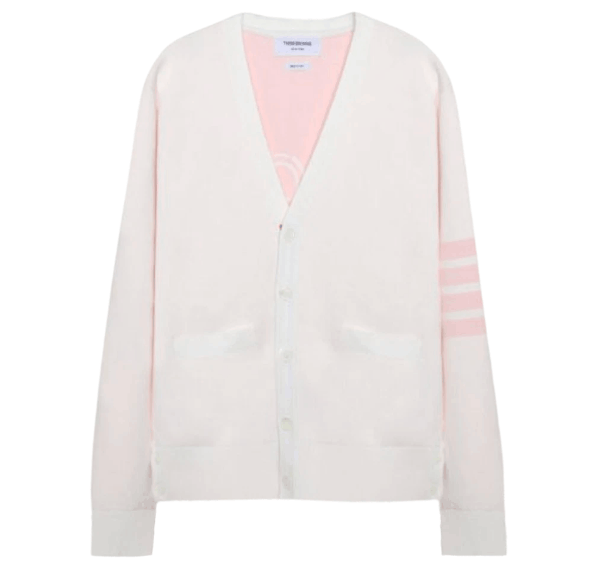 Thom Browne Stripe Hector Mr.Thom Icon V-Neck Cardigan White