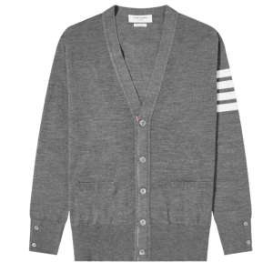 Thom Browne Sustainable Fine Merino Wool 4-Bar Classic Cardigan Medium Grey